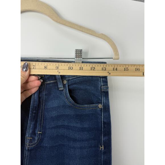 Hidden LA High Rise Straight Jeans Dark Wash Raw Hem Size 26 Stretch - Picture 6 of 11